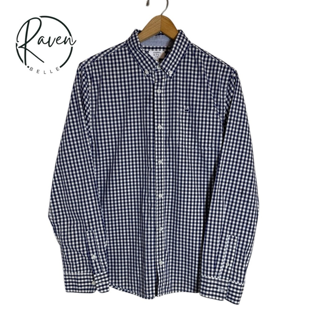 Crown & Ivy Kids Boys 8-20‎  Long Sleeve Woven Gingham Shirt Size XL